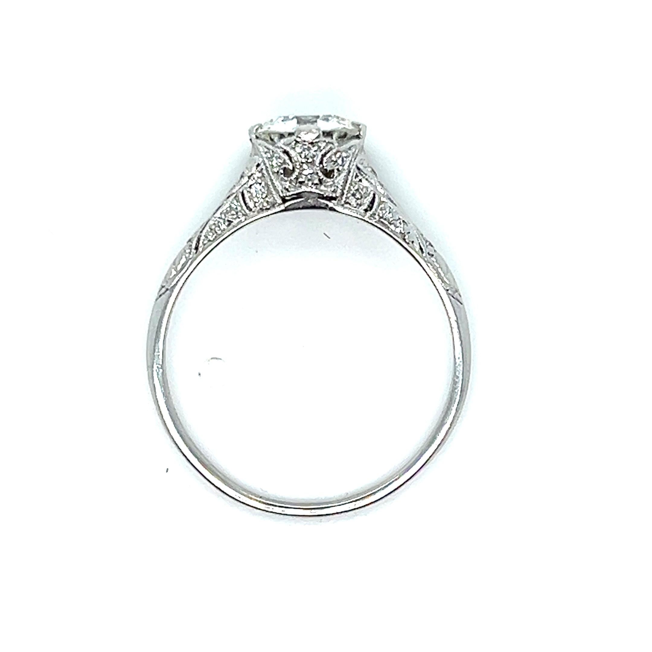 Women's or Men's Antique Art Deco Platinum Old European Cut Diamond Engagement Ring with GIA cert