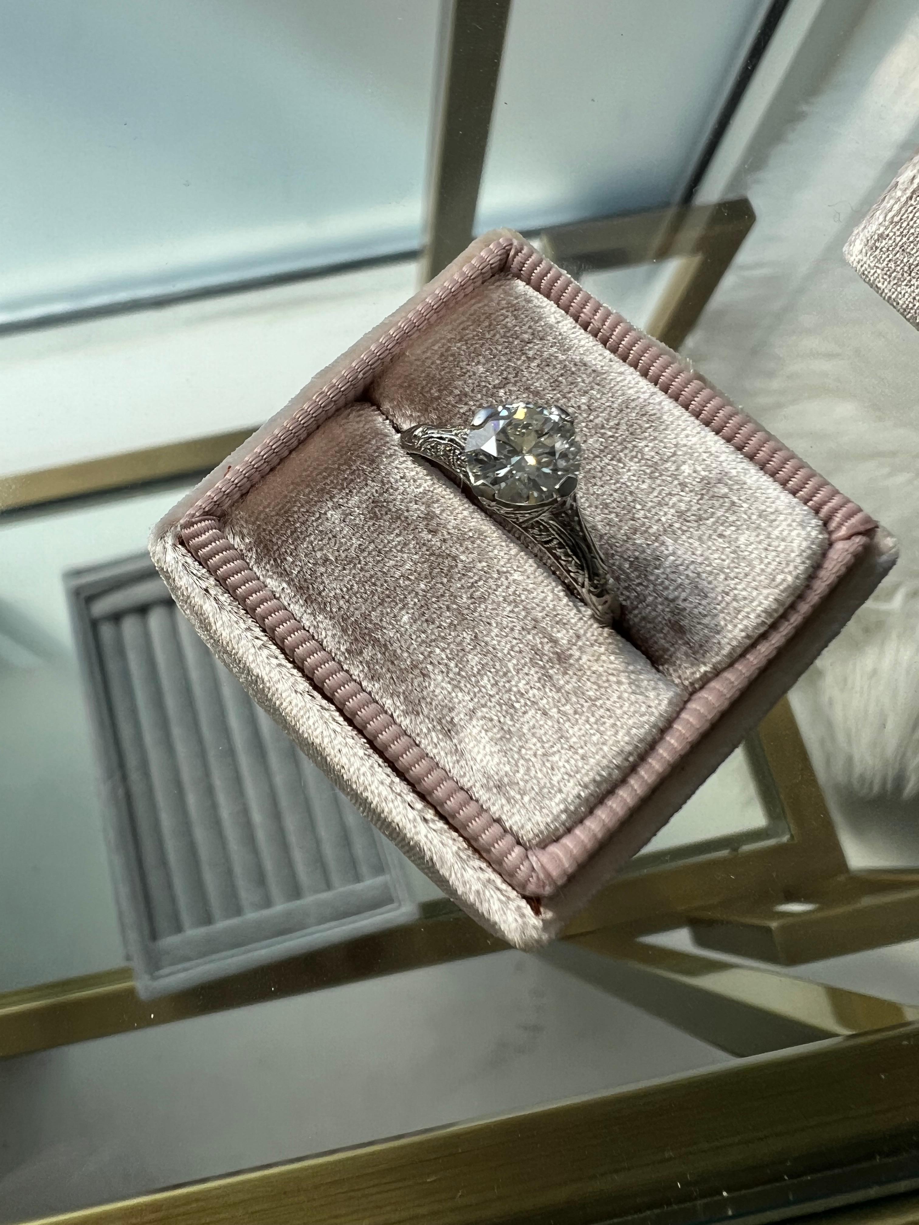 Antique Art Deco Platinum Old European Cut Diamond Engagement Ring with GIA cert 1