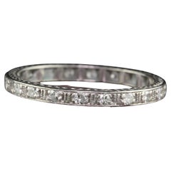 Antique Art Deco Platinum Old European Cut Diamond Engraved Wedding Band Antique Art Deco Platinum Old European Cut Diamond Engraved Wedding Band