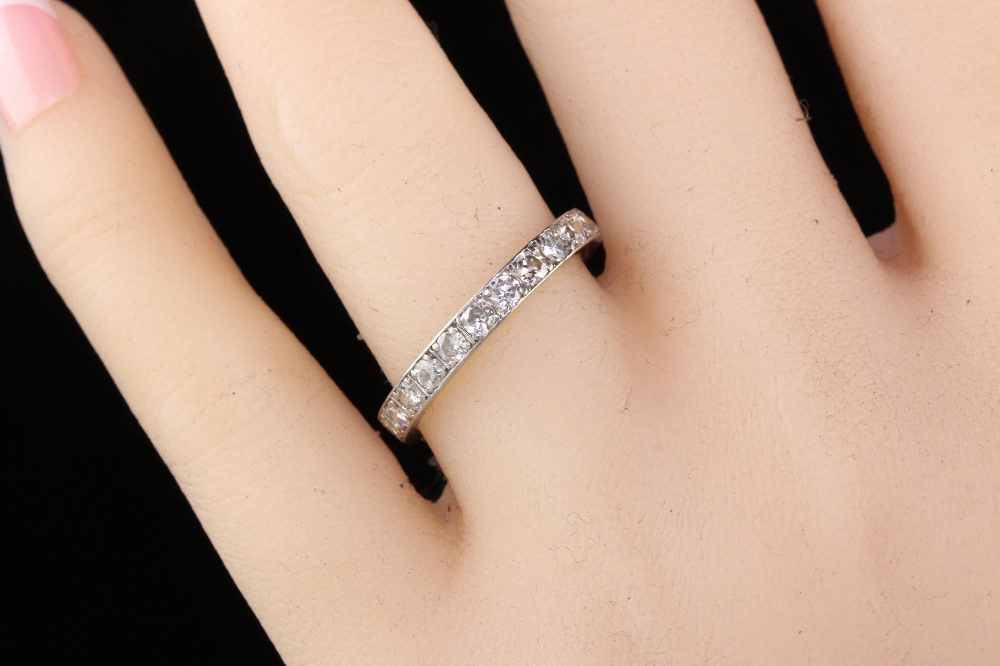 Antique Art Deco Platinum Old European Cut Diamond Eternity Band In Good Condition In Great Neck, NY