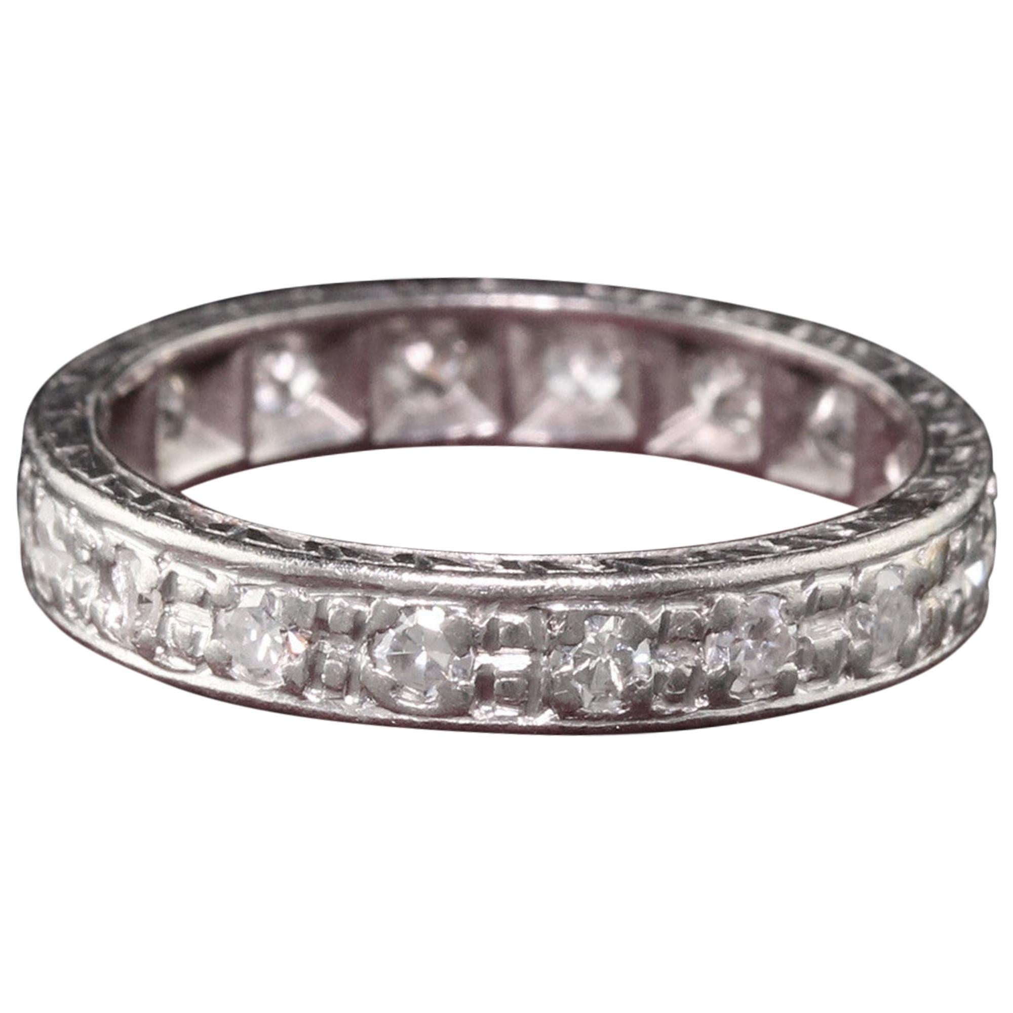 Antique Art Deco Platinum Old European Cut Diamond Eternity Band