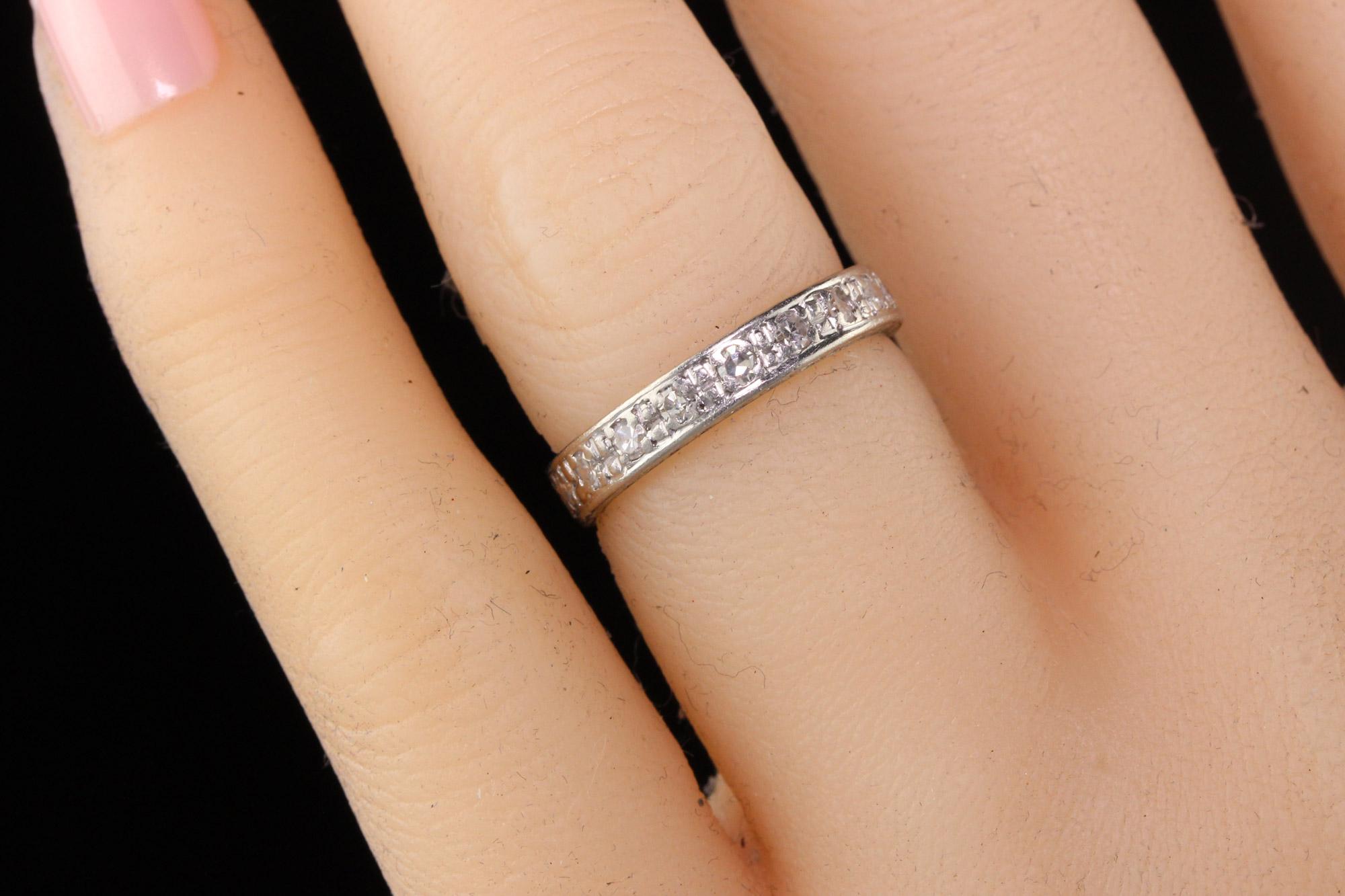 Antique Art Deco Platinum Old European Cut Diamond Eternity Band In Good Condition In Great Neck, NY