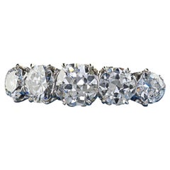 Antique Art Deco Platinum Old European Cut Diamond Five Stone Ring