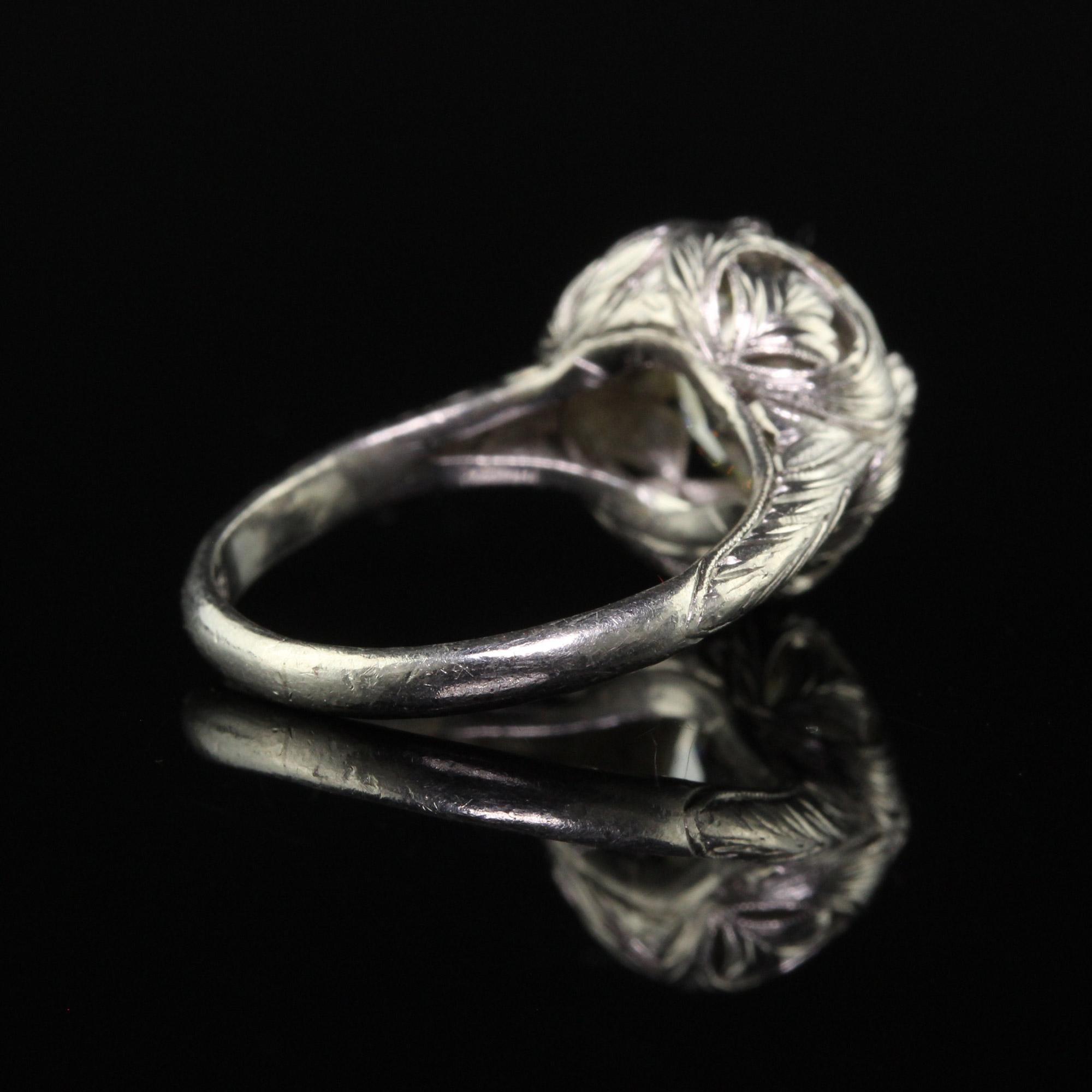 Antiker Art-Déco-Verlobungsring aus Platin mit Diamant im alteuropäischen Schliff und Blumenschliff - GIA Damen
