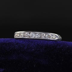 Antique Art Deco Platinum Old European Cut Diamond Half Band Ring - Size 8