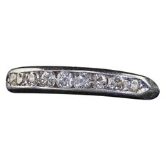Antique Art Deco Platinum Old European Cut Diamond Half Band Ring - Size 8