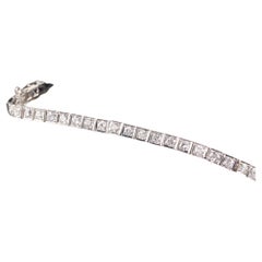 Antique Art Deco Platinum Old European Cut Diamond Tennis Bracelet