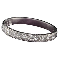 Antique Art Deco Platinum Old European Cut Diamonds Half Eternity Band (anneau de demi éternité)