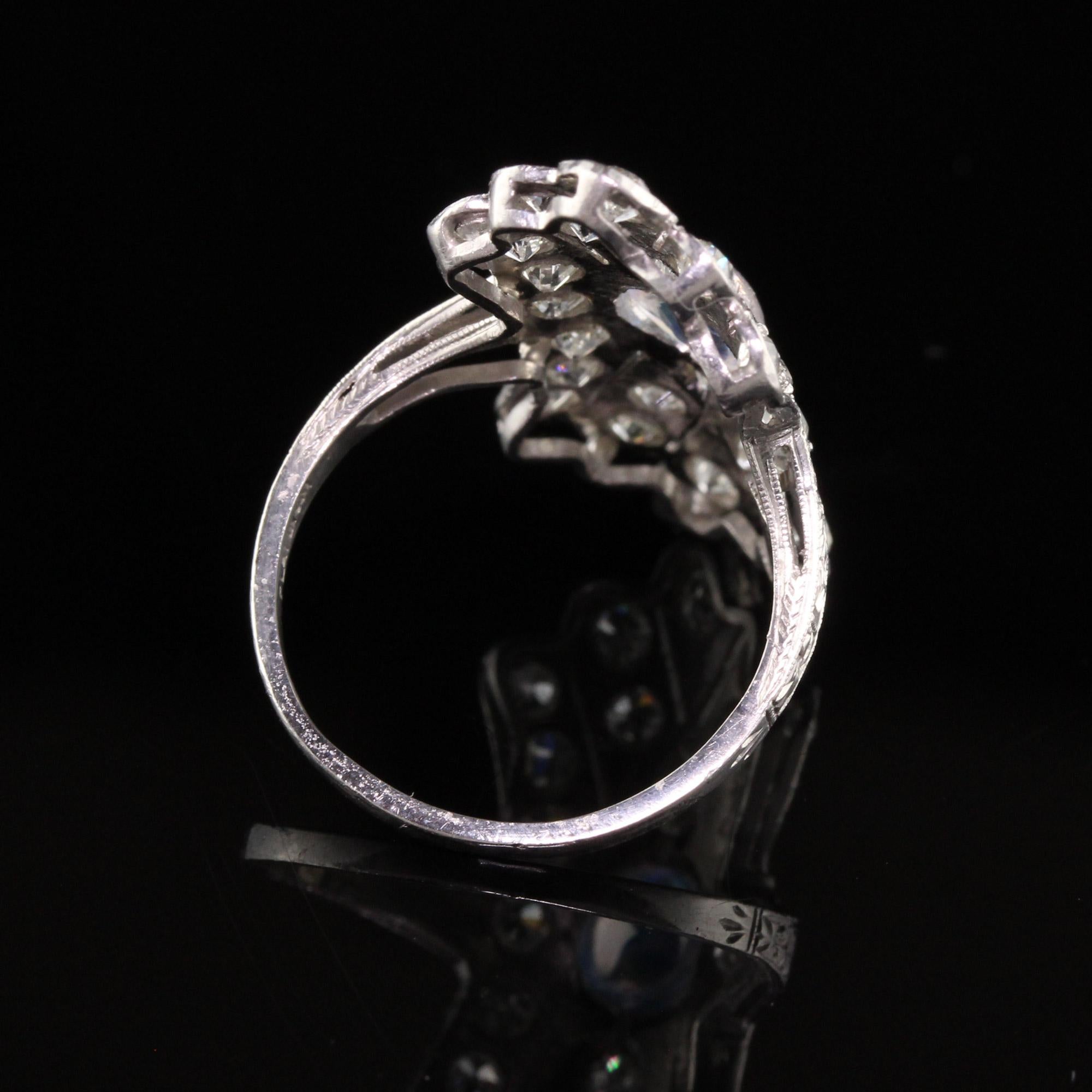 Women's Antique Art Deco Platinum Old European Diamond and Moonstone Shield Ring For Sale