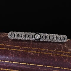 Antique Art Deco Platinum Old European Diamond and Onyx Bar Pin
