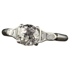 Antique Art Deco Platinum Old European Diamond and Shield Cut Engagement Ring -