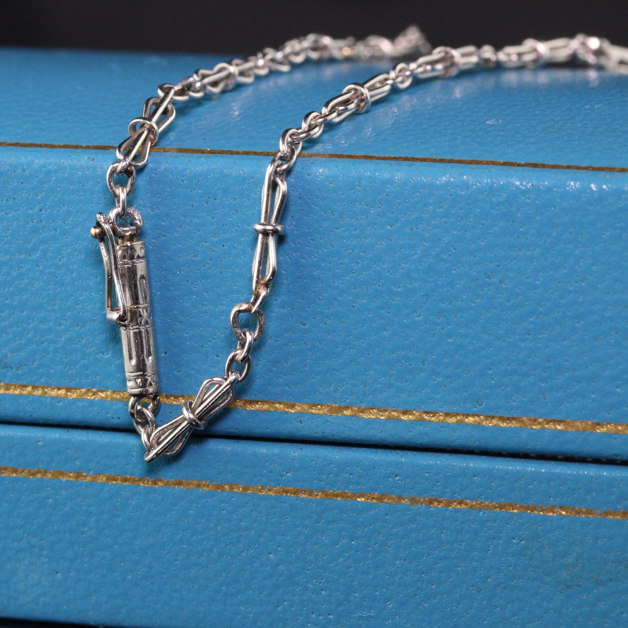 Antique Art Deco Platinum Old European Diamond Chain Necklace In Excellent Condition In Great Neck, NY