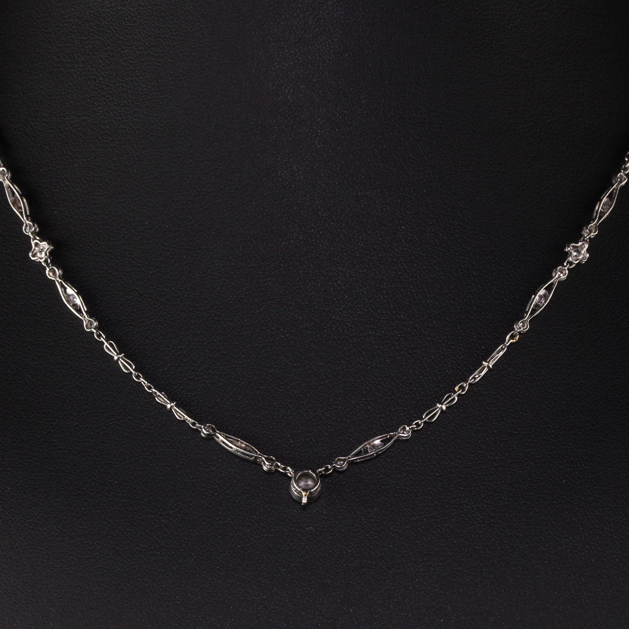 Antique Art Deco Platinum Old European Diamond Chain Necklace 1
