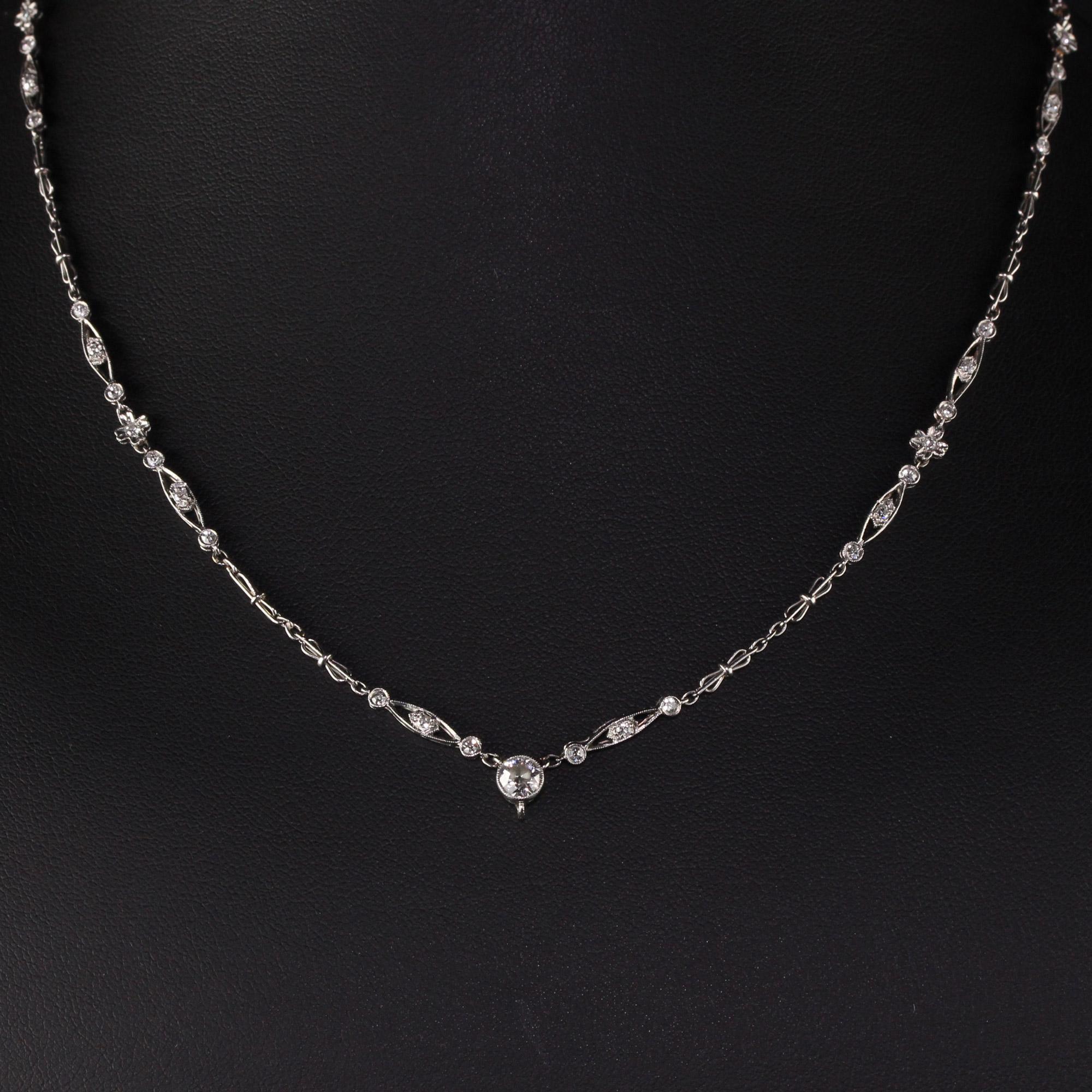 Antique Art Deco Platinum Old European Diamond Chain Necklace 3