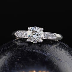 Antique Art Deco Platinum Old European Diamond Classic Engagement Ring - GIA