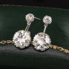 Antique Art Deco Platinum Old European Diamond Diamond Drop Earrings