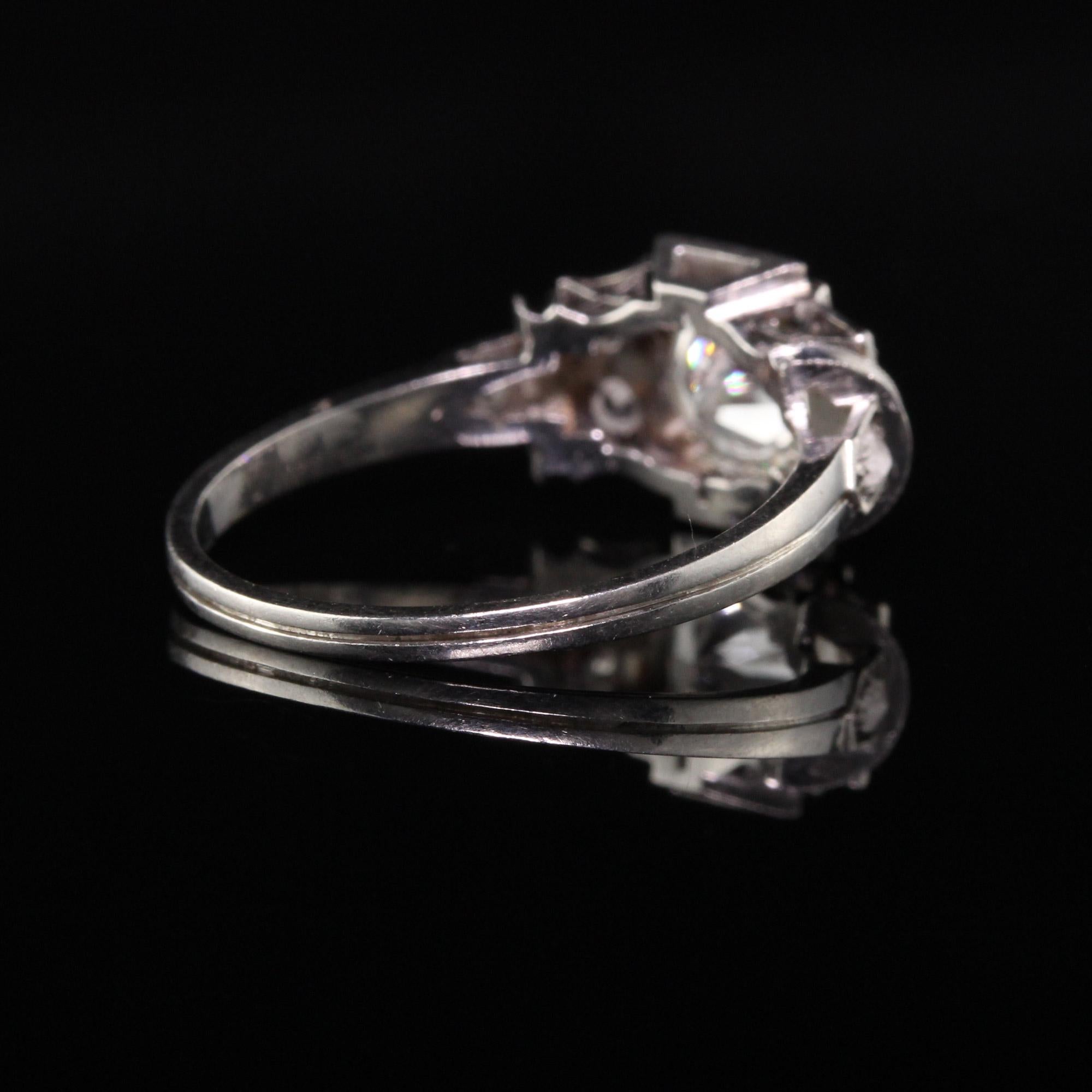 Antique Art Deco Platinum Old European Diamond Engagement Ring In Good Condition In Great Neck, NY