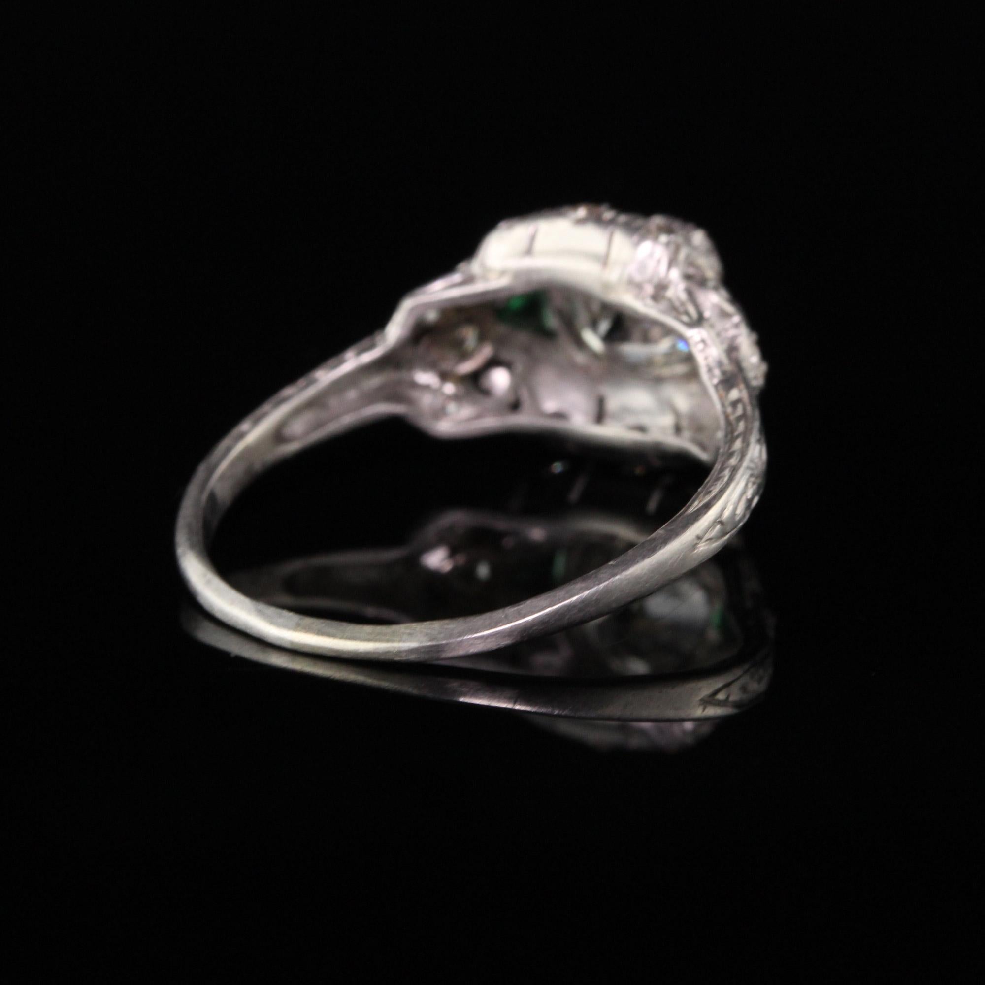 Antique Art Deco Platinum Old European Diamond Engagement Ring In Good Condition In Great Neck, NY