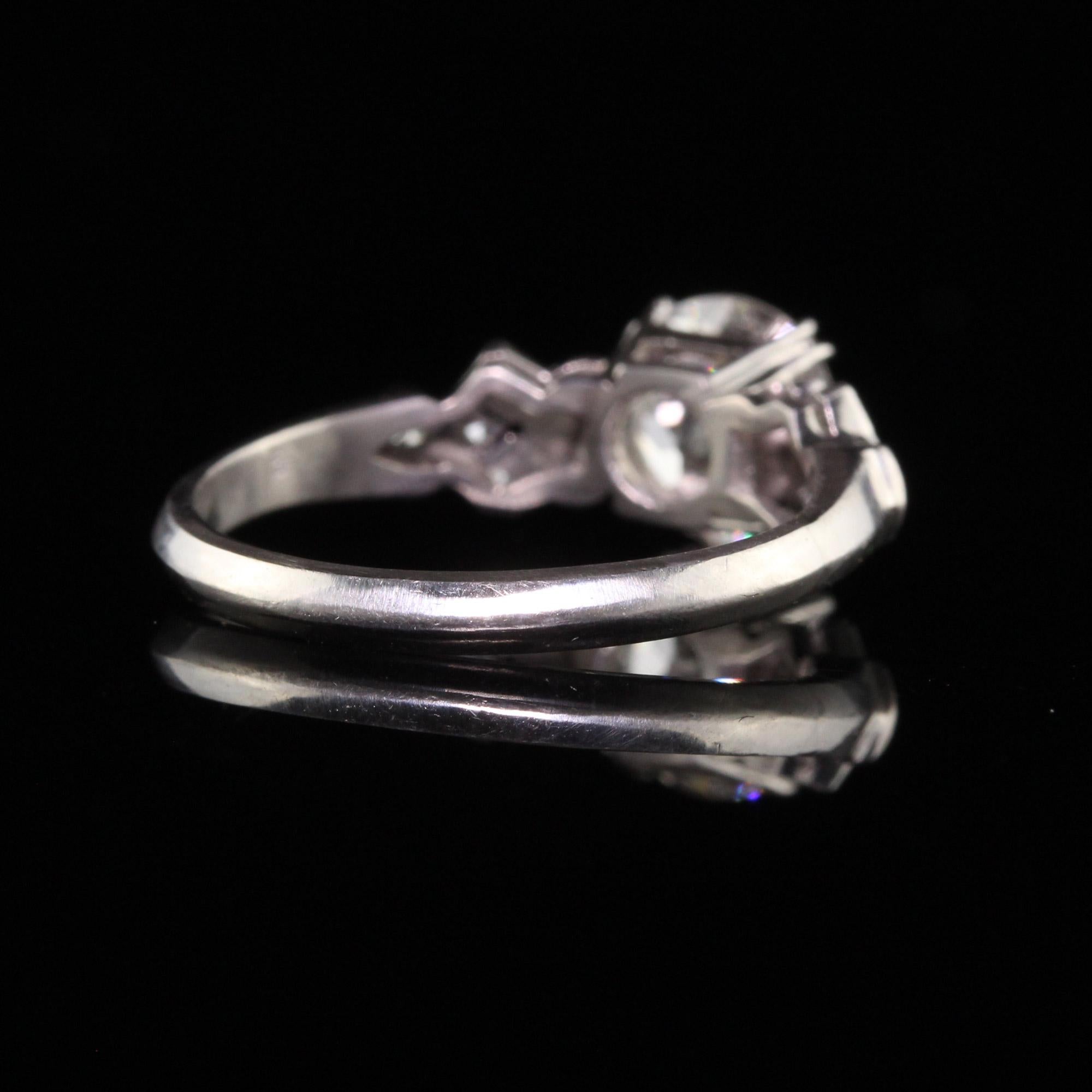 Women's Antique Art Deco Platinum Old European Diamond Engagement Ring - GIA