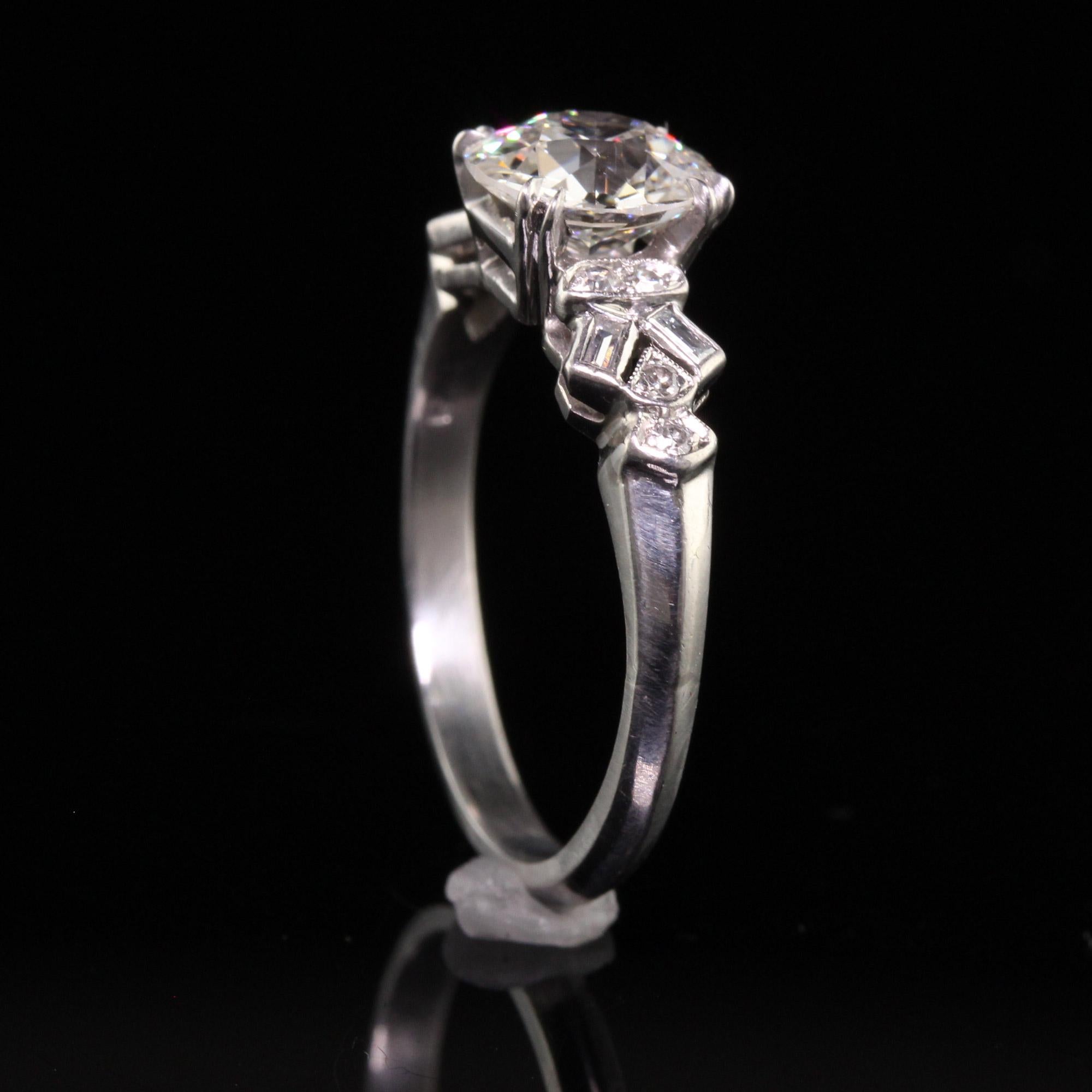Antique Art Deco Platinum Old European Diamond Engagement Ring - GIA 1