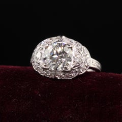Antiker antiker Art Deco Platin Verlobungsring mit altem europäischen Diamanten