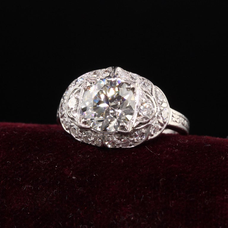 Antique Art Deco Platinum Old European Diamond Engagement Ring For Sale at  1stDibs | art deco diamond engagement rings
