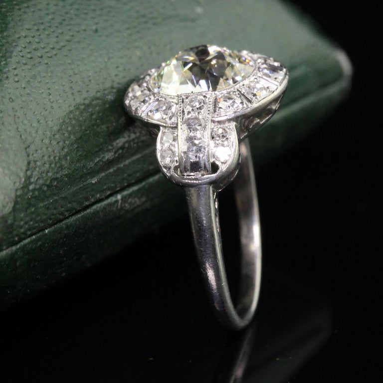 European Rings Designs Antique Art Deco Platinum Old European Diamond Engagement Ring, GIA For ...