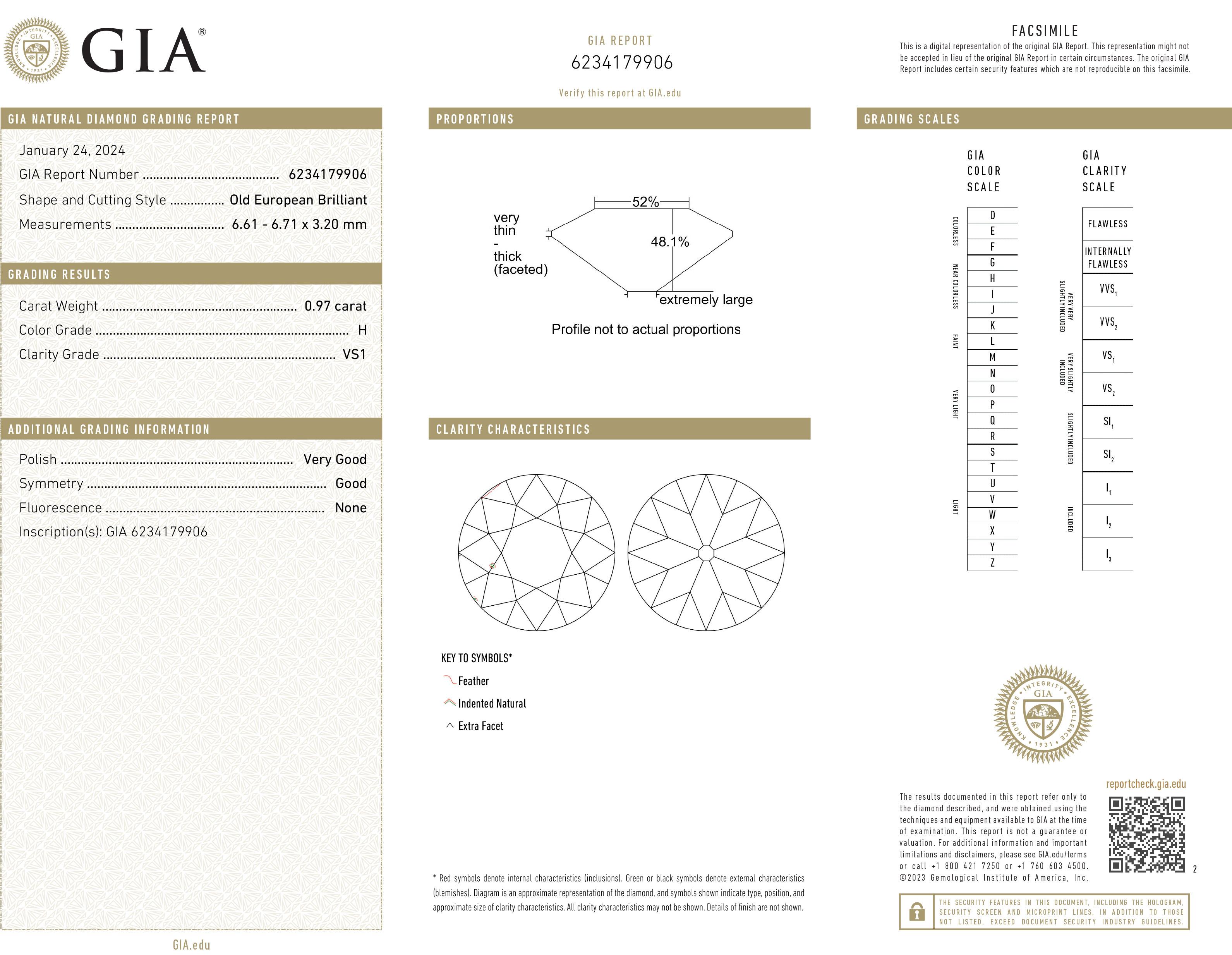 Antiker Art-Déco-Verlobungsring aus Platin mit Diamanten im alteuropäischen Stil - GIA 2