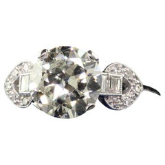 Antique Art Deco Platinum Old European Diamond Engagement Ring - GIA