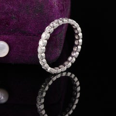 Antique Art Deco Platinum Old European Diamond Engraved Eternity Band