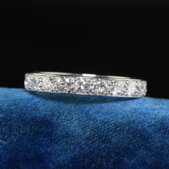 Antique Art Deco Platinum Old European Diamond Eternity Band - Size 5 3/4