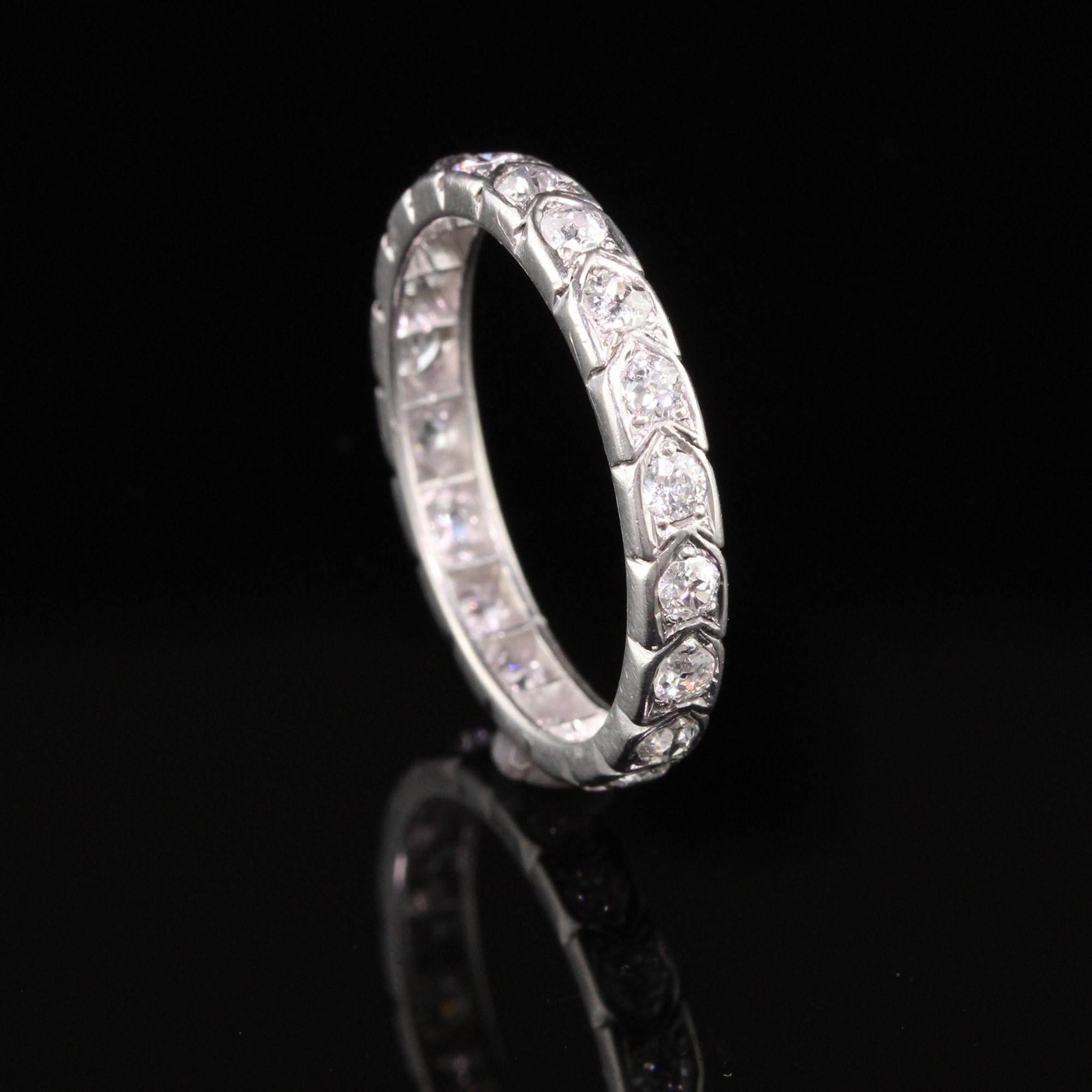 Antique Art Deco Platinum Old European Diamond Eternity Band In Good Condition In Great Neck, NY