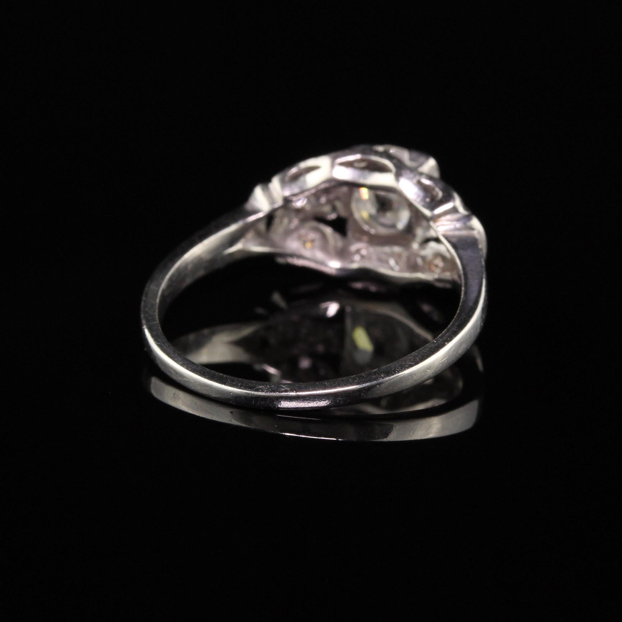 Bague de fiançailles Art déco ancienne en platine avec diamant européen ancien taille française Bon état - En vente à Great Neck, NY