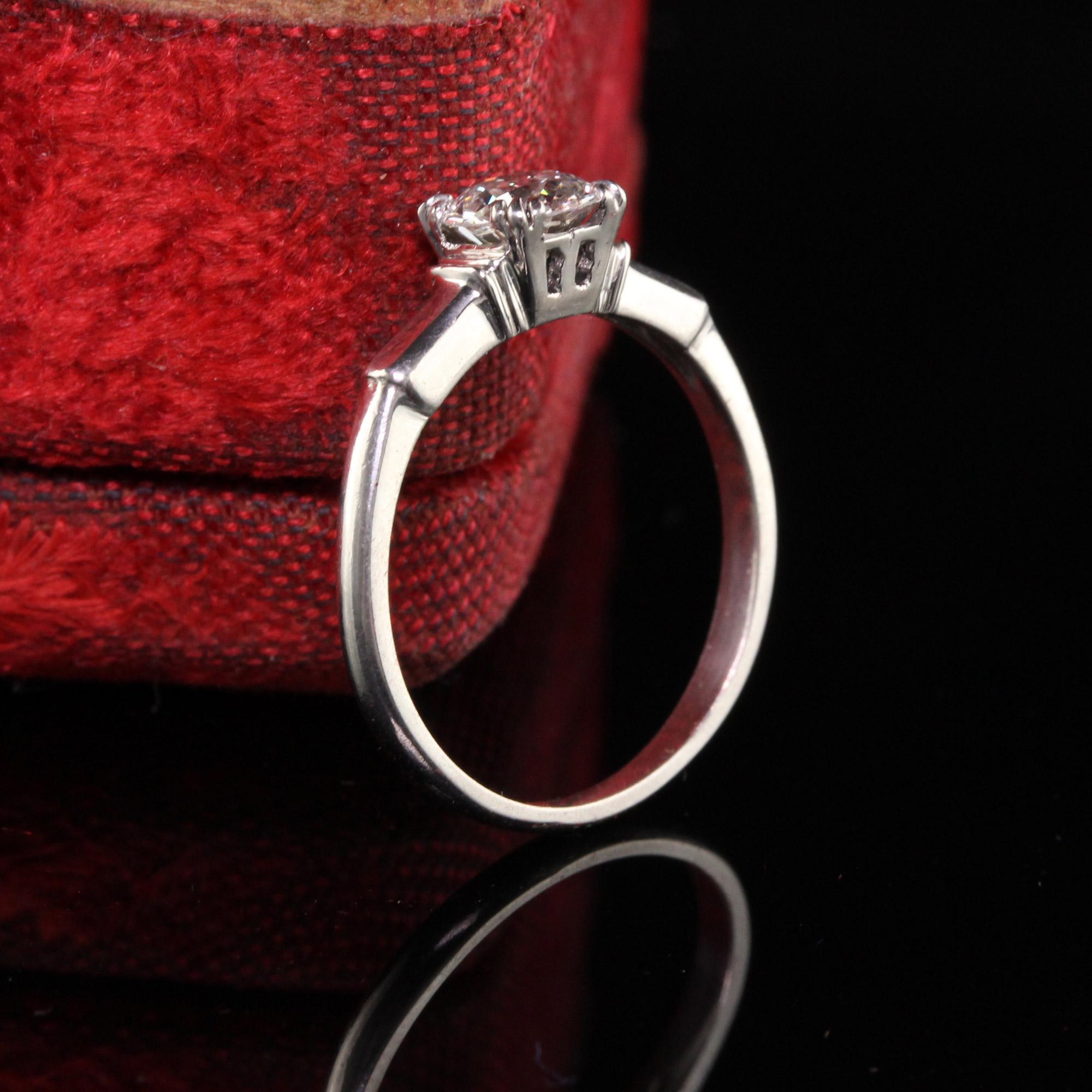 Beautiful Antique Art Deco Platinum Old European Diamond Geometric Engagement Ring. This classic engagement ring has a .60 ct diamond in the center of a classic mounting.

Item #R0869

Metal: Platinum

Diamonds: .60 cts

Color: I

Clarity:
