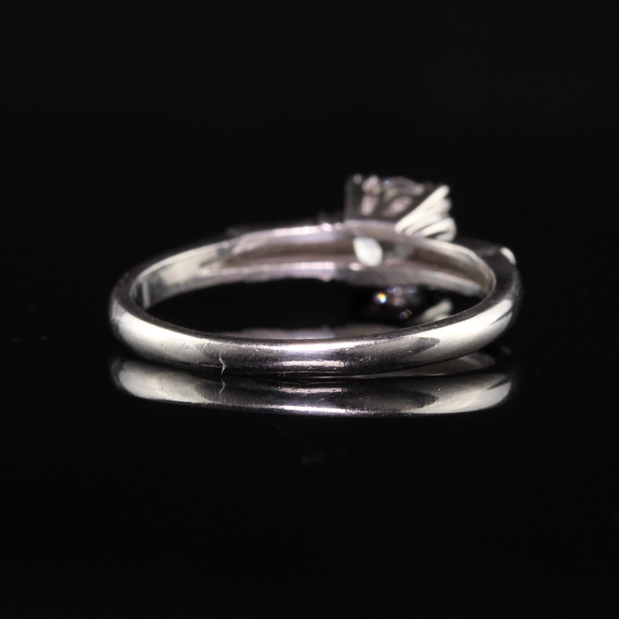 Old European Cut Antique Art Deco Platinum Old European Diamond Geometric Engagement Ring For Sale