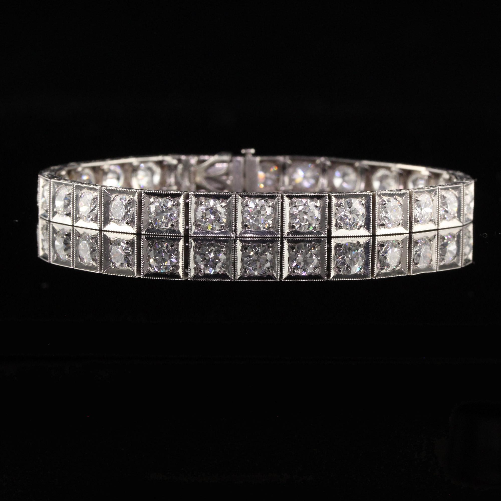 Antique Art Deco Platinum Old European Diamond Line Tennis Bracelet 2