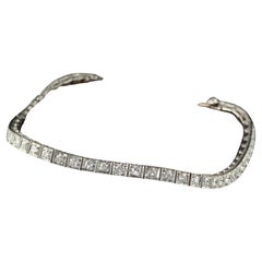 Antique Art Deco Platinum Old European Diamond Tennis Line Bracelet