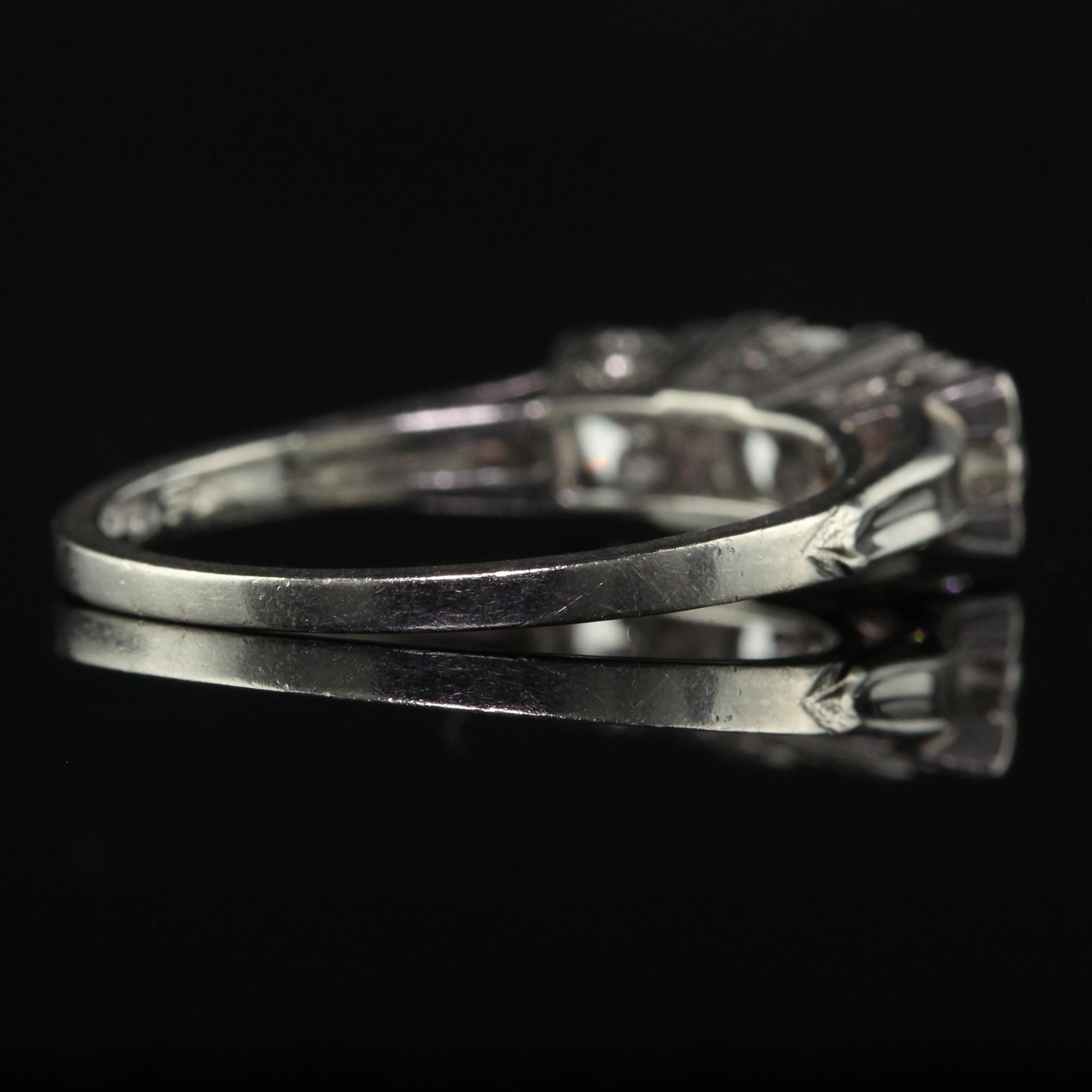 Antique Art Deco Platinum Old European Diamond Three Stone Ring For Sale 1