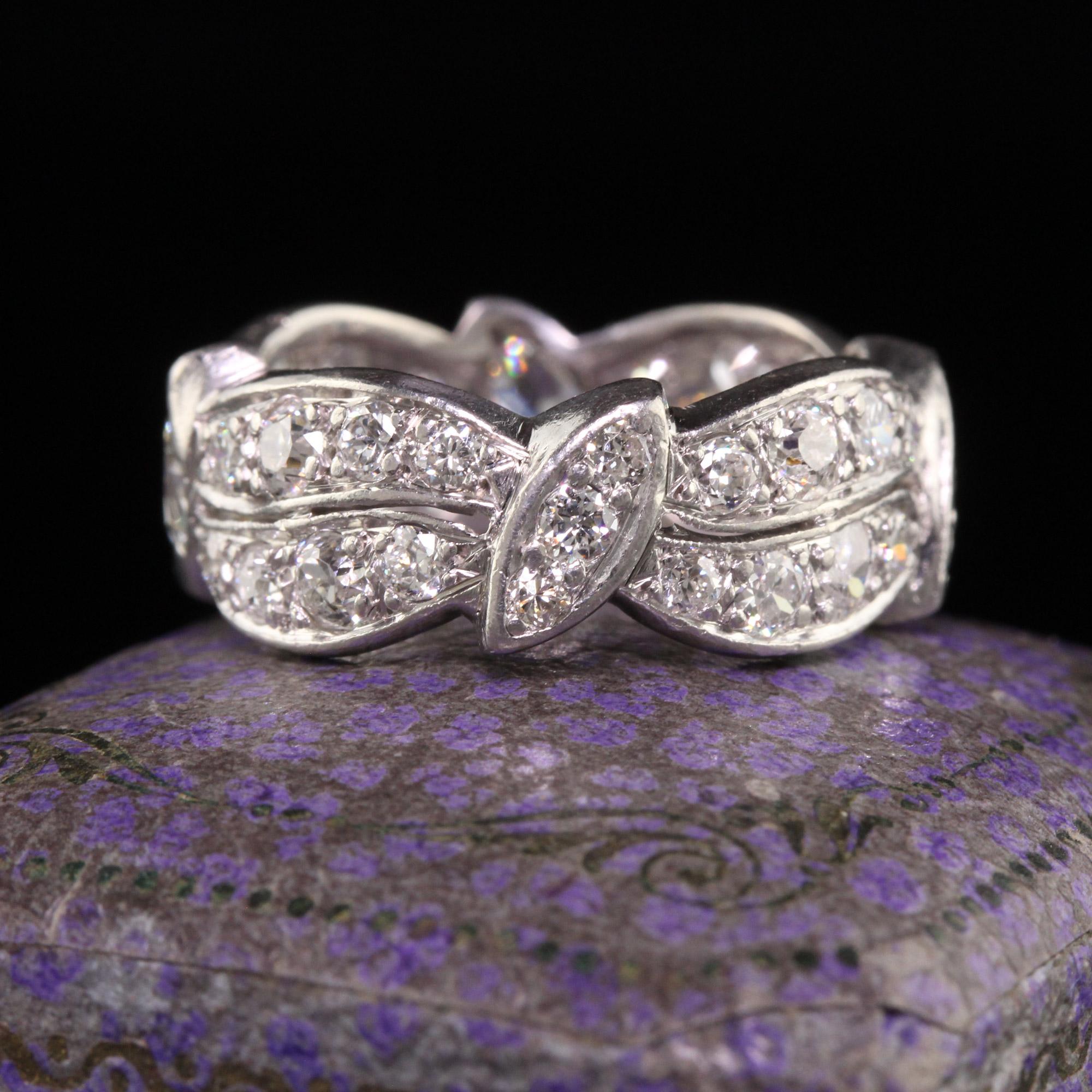 Antique Art Deco Platinum Old European Marquise Diamond Eternity Ring In Good Condition For Sale In Great Neck, NY