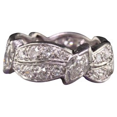 Antiker Art Deco Platin-Eternity-Ring mit alteuropäischem Marquise-Diamant