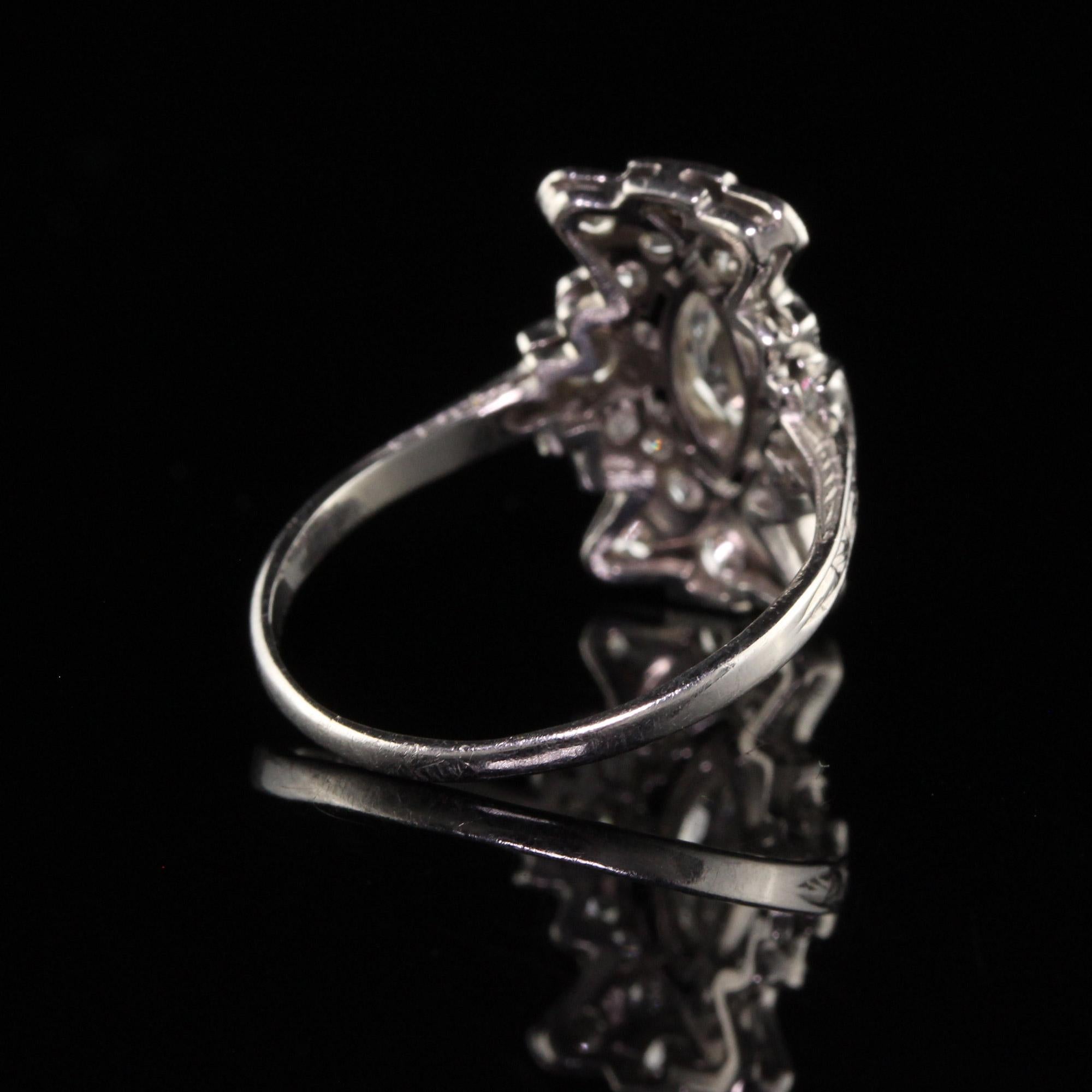 Antiker Art-Déco-Schildkrötenring aus Platin mit Diamanten im alteuropäischen Marquiseschliff Damen