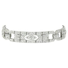 Antique Art Deco Platinum Old European Pave Set Diamond Statement Strap Bracelet