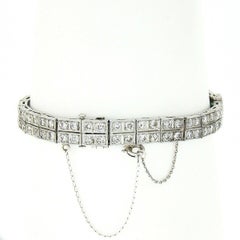 Antique Art Deco Platinum Old Marquise Diamond Emerald Statement Belly Bracelet