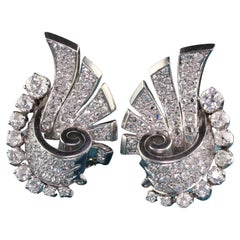 Vintage Art Deco Platinum Old Mine Cut and Rose Cut Diamond Earrings