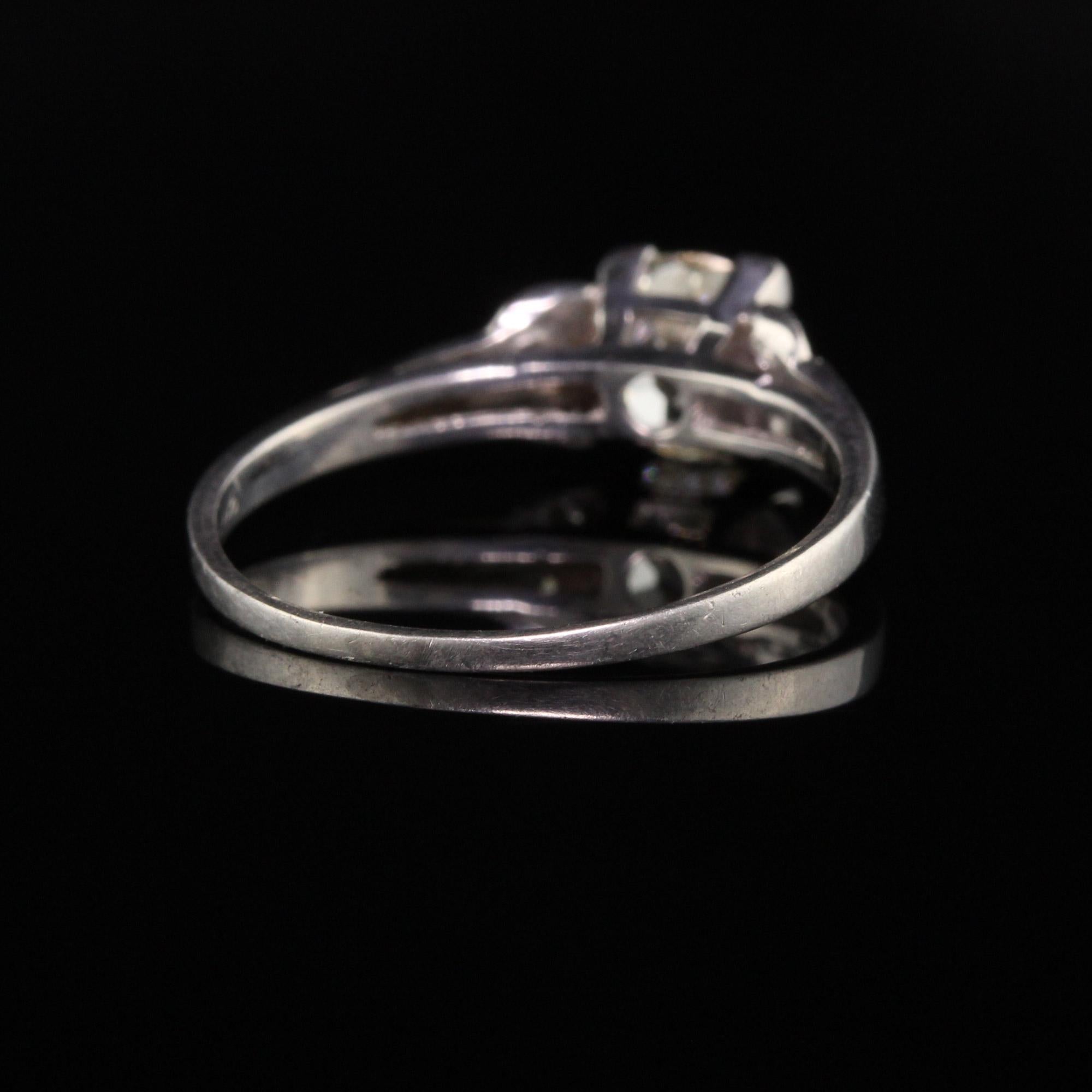 Antique Art Deco Platinum Old Mine Cut Diamond Engagement Ring In Good Condition In Great Neck, NY