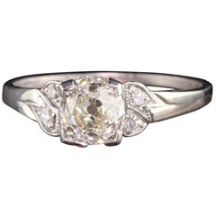 Antique Art Deco Platinum Old Mine Cut Diamond Engagement Ring