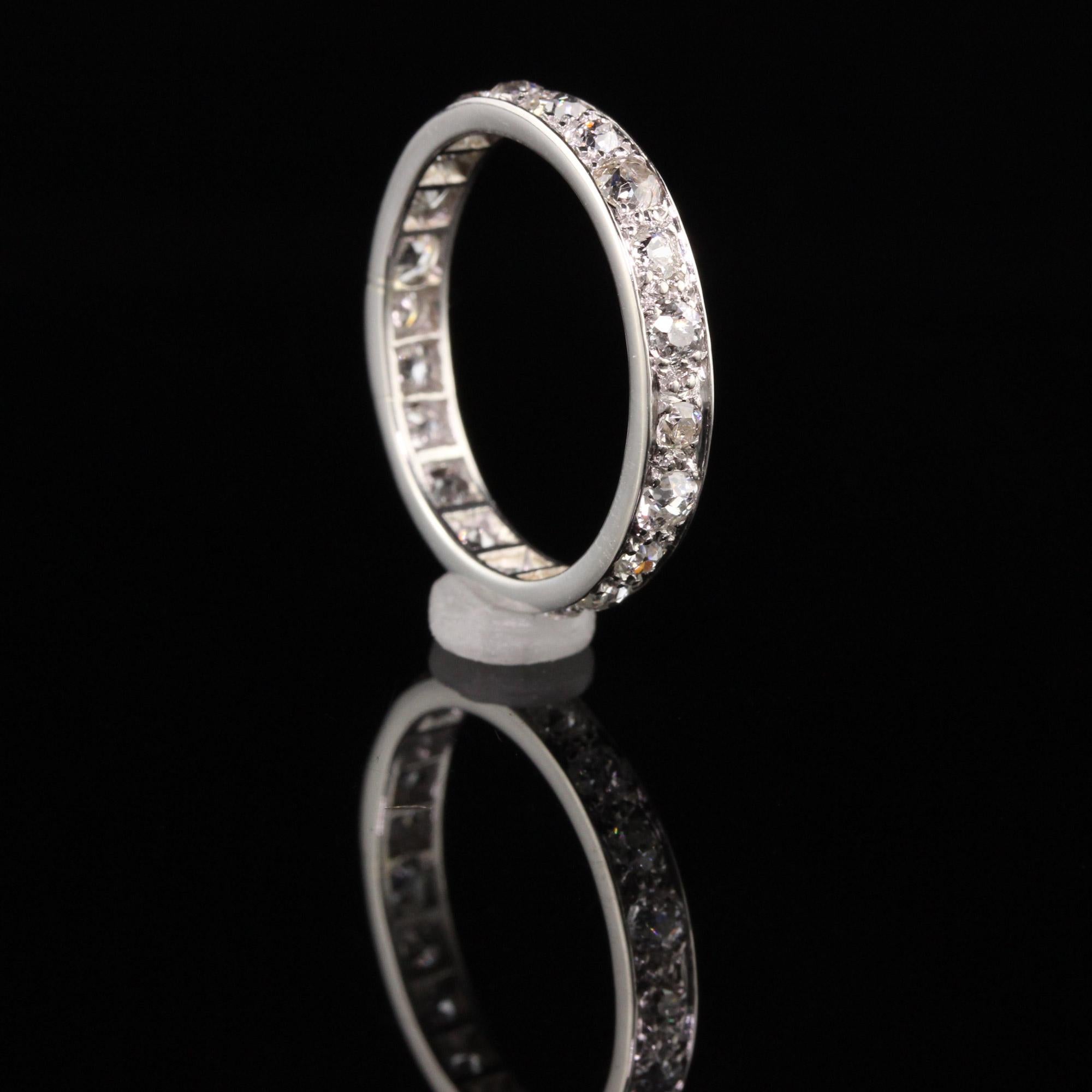 Antique Art Deco Platinum Old Mine Diamond Eternity Band In Good Condition In Great Neck, NY