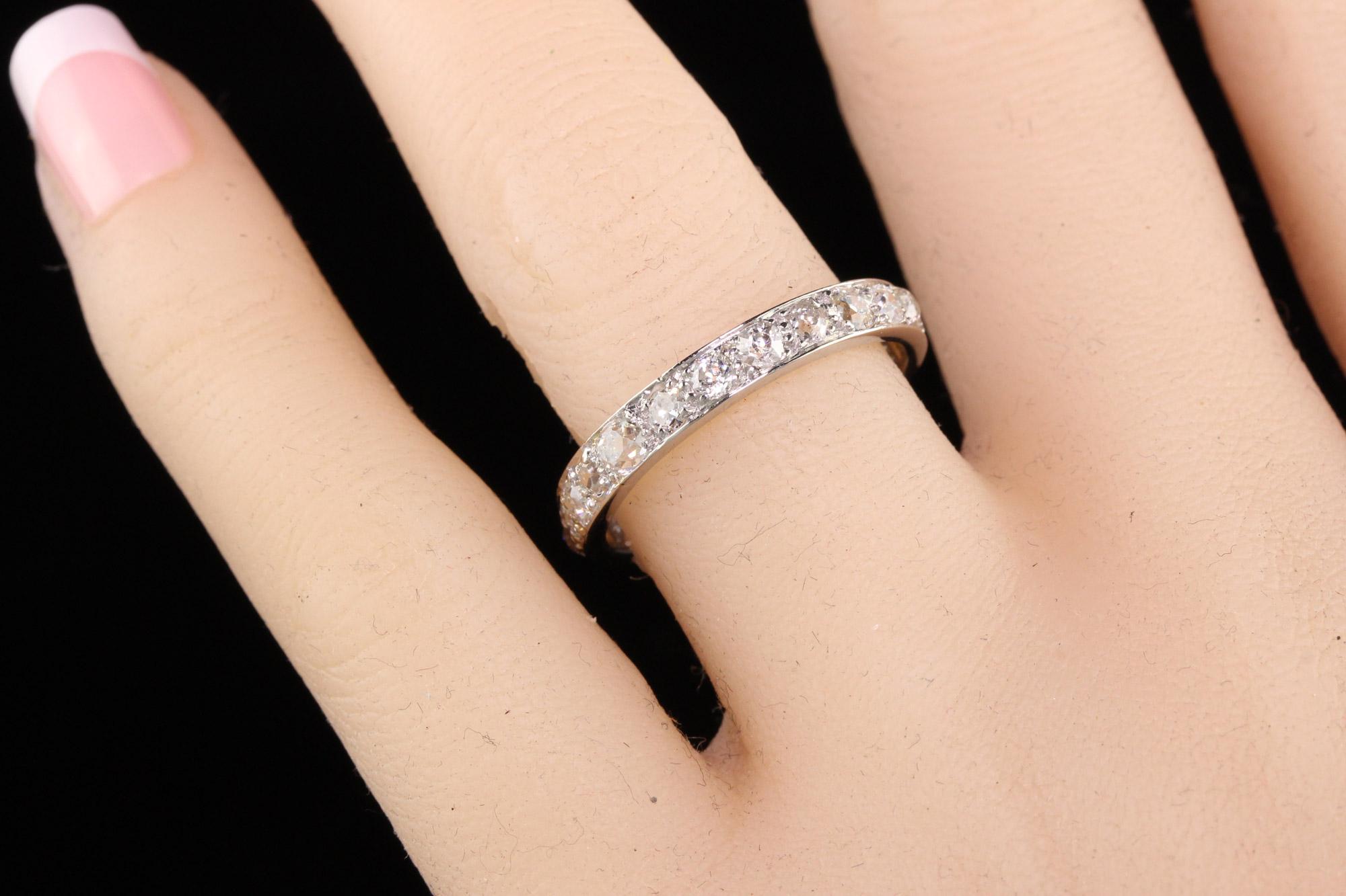 Women's Antique Art Deco Platinum Old Mine Diamond Eternity Band