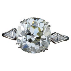 Bague de fiançailles Art déco ancienne en platine avec diamant taille vieille mine - GIA