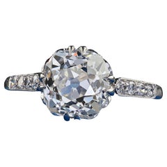 Anello di fidanzamento solitario con diamante Old Mine in platino Art Deco antico - GIA